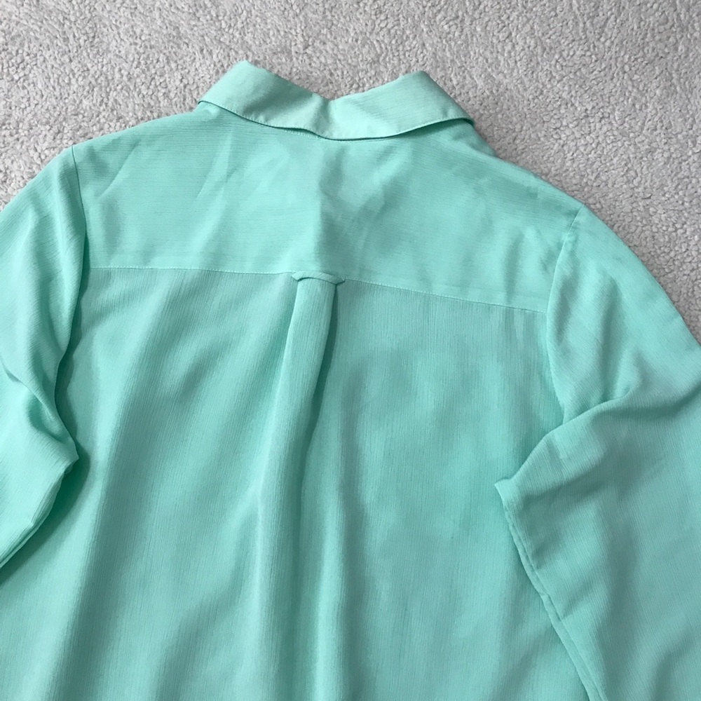 Mint Green Long Sleeve Top Button Down Blouse Pit to Pit 25" Size 2X 🚨 - Picture 12 of 13